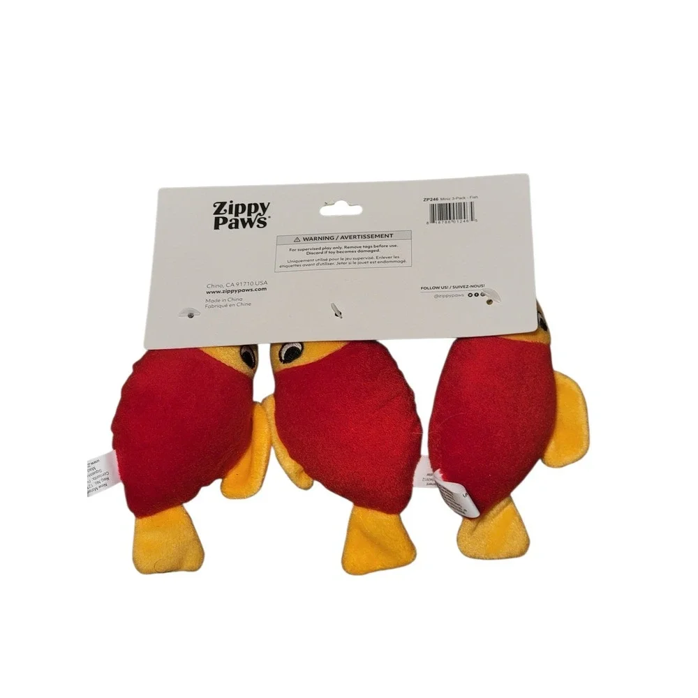 Zippy Paws Miniz 3 Pack Squeaky Plush Dog Toy Fish